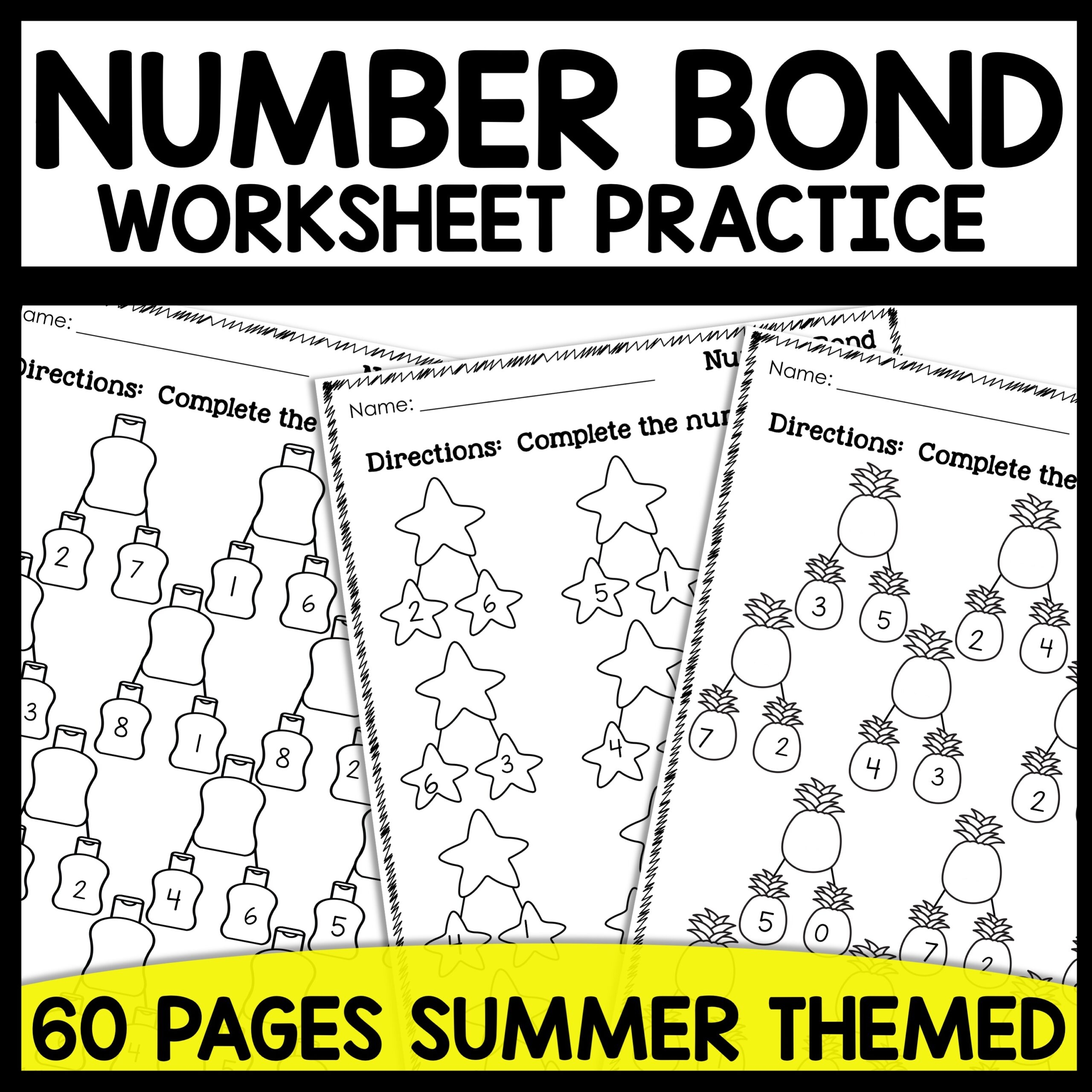 Number Bond Summer Themed Worksheets We Are Better Together - Kindergarten Number Bond Worksheets