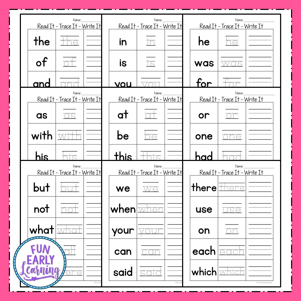Trace Words Worksheets For Kindergarten