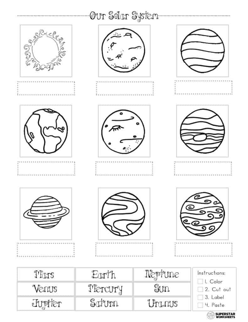 Preschool Solar System Worksheets For Kindergarten Kindergarten