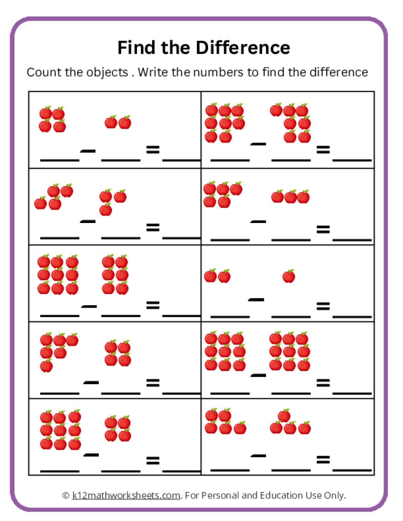 Subtraction Worksheets For Kindergarten - Subtraction Worksheets For Kindergarten Pdf