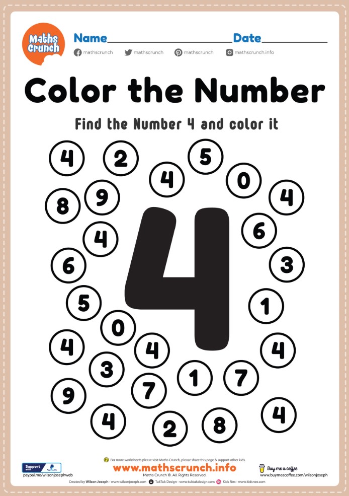 Free Printable Number 4 Kindergarten Worksheets Kindergarten Worksheets