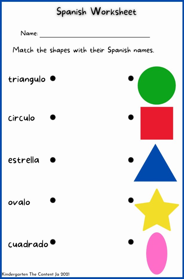 kindergarten spanish worksheets