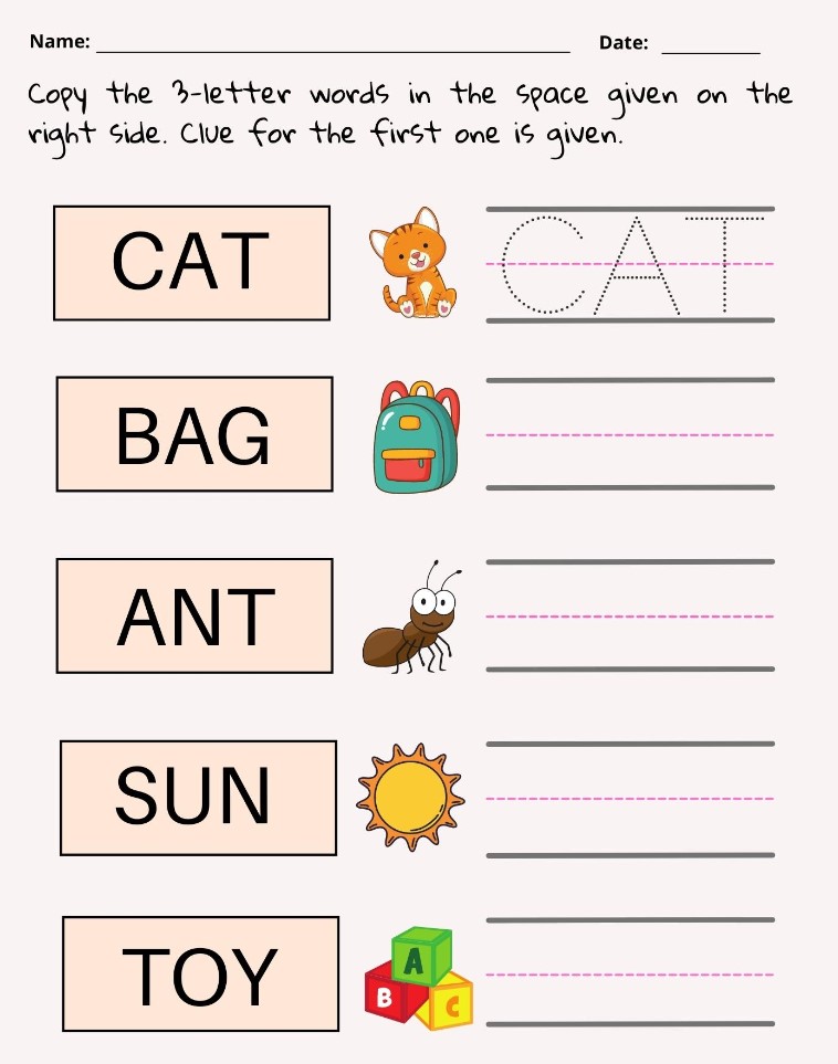 Writing Worksheets For Kindergarten Printable Free - Kindergarten ...
