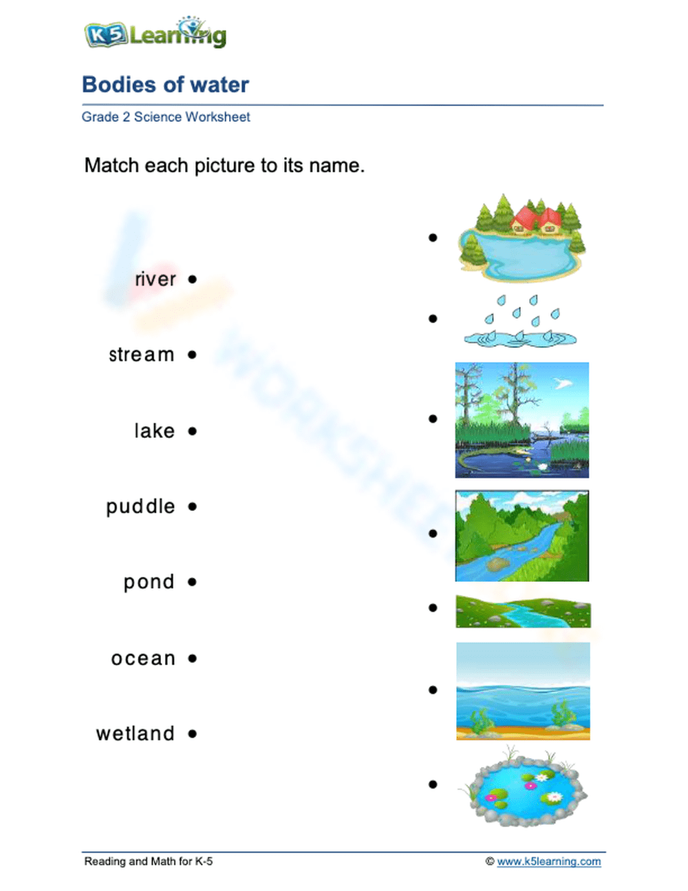 Bodies Of Water Kindergarten Worksheet - Kindergarten Worksheets