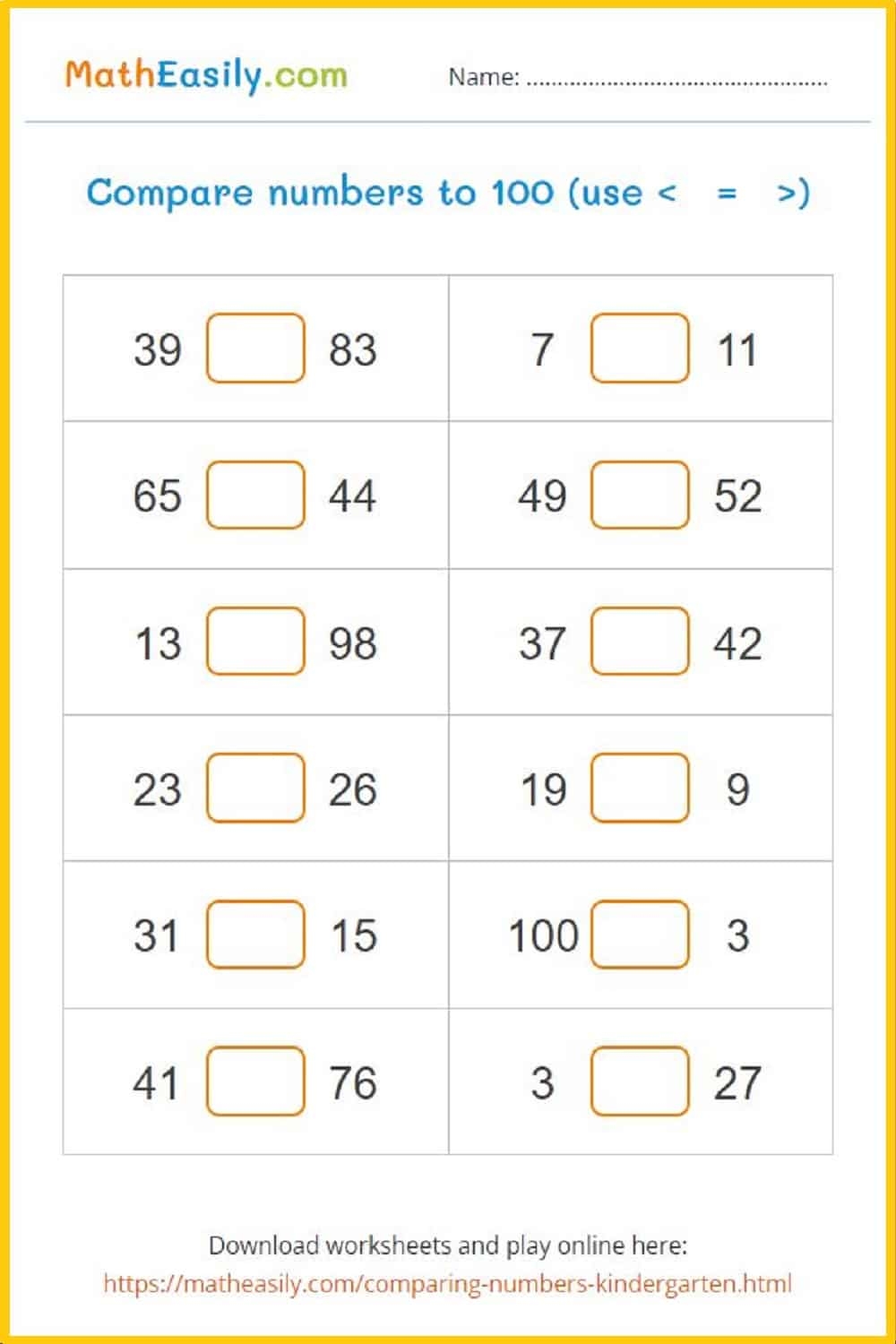 Comparison Worksheet For Ukg - Kindergarten Worksheets