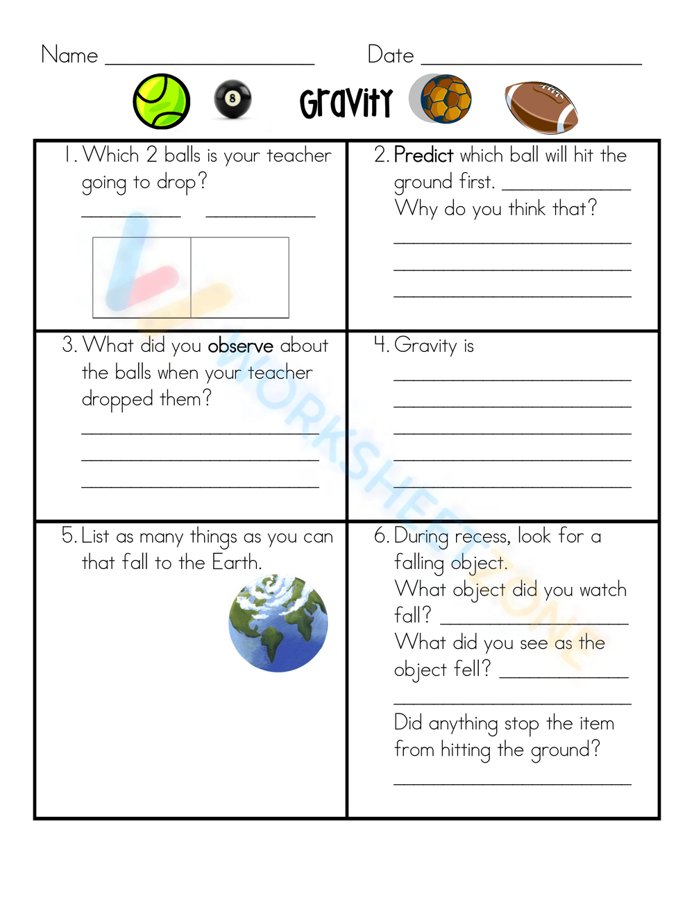 Gravity For Kindergarten Worksheet - Kindergarten Worksheets