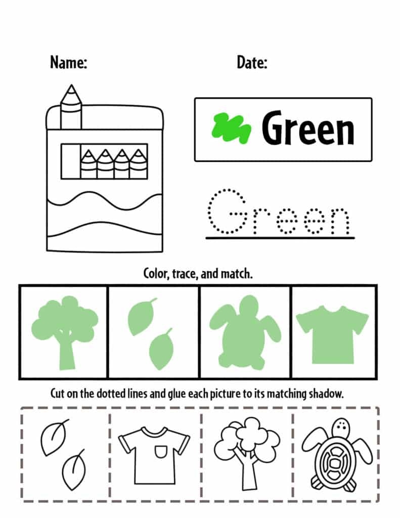 Green Worksheets For Kindergarten - Kindergarten Worksheets