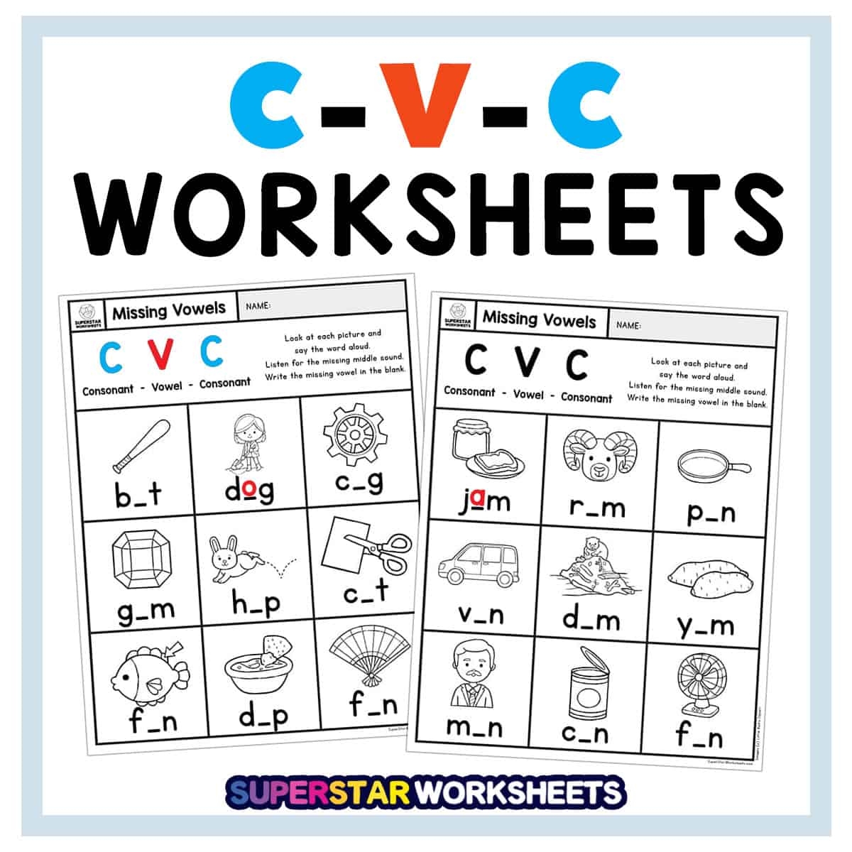 Free Printable Cvc Worksheets For - Kindergarten Cvc Worksheets Superstar Worksheets 