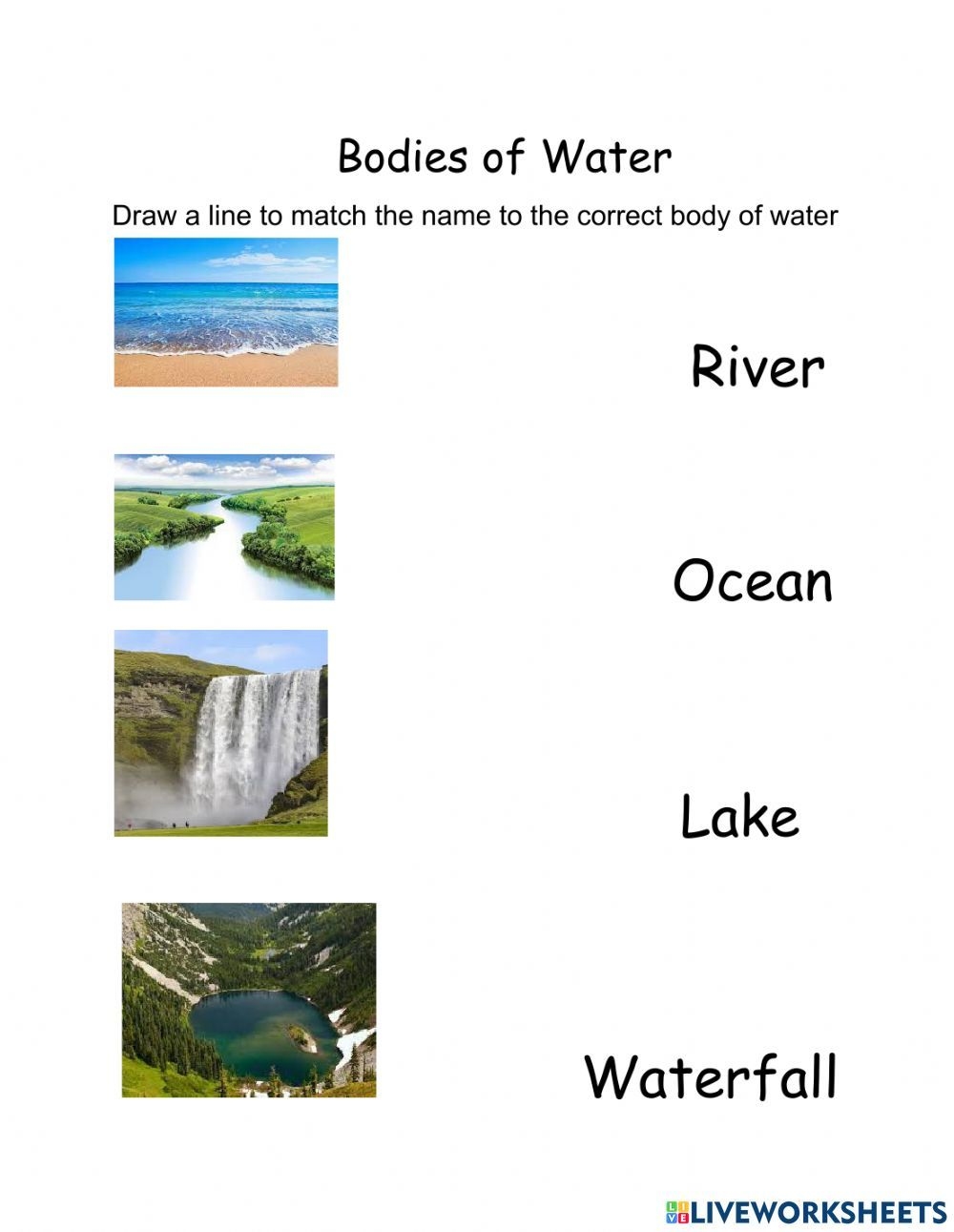 Bodies Of Water Kindergarten Worksheet - Kindergarten Worksheets