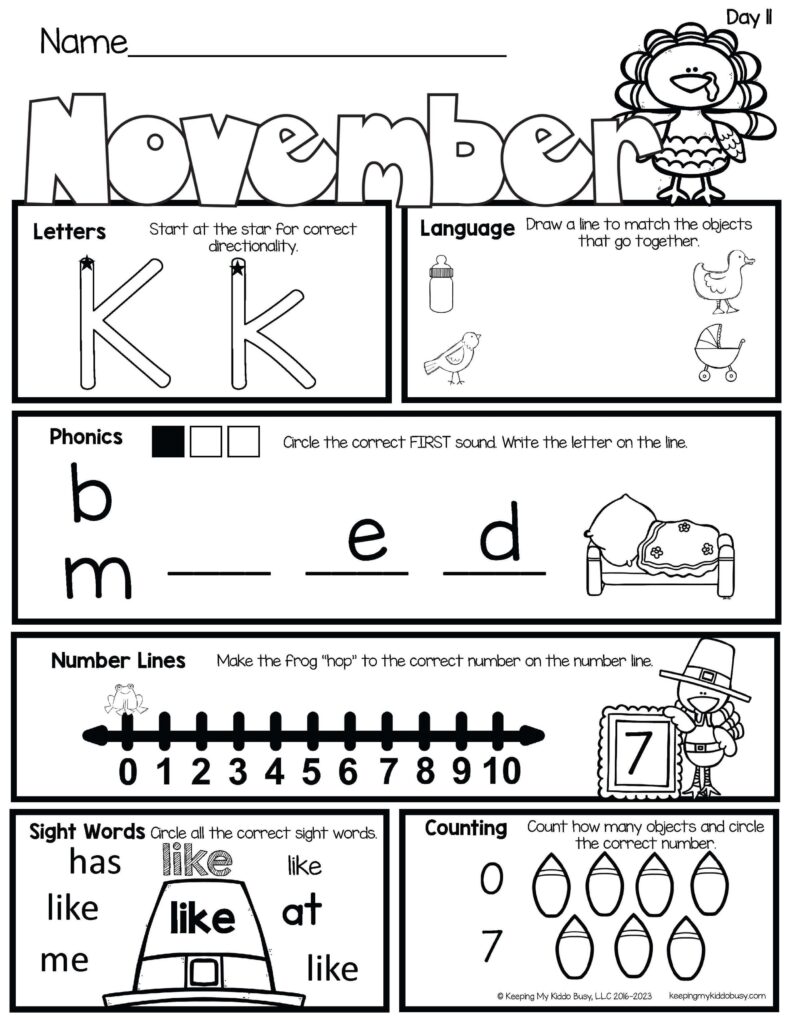 Free Kindergarten Morning Work Pdf - Kindergarten Worksheets