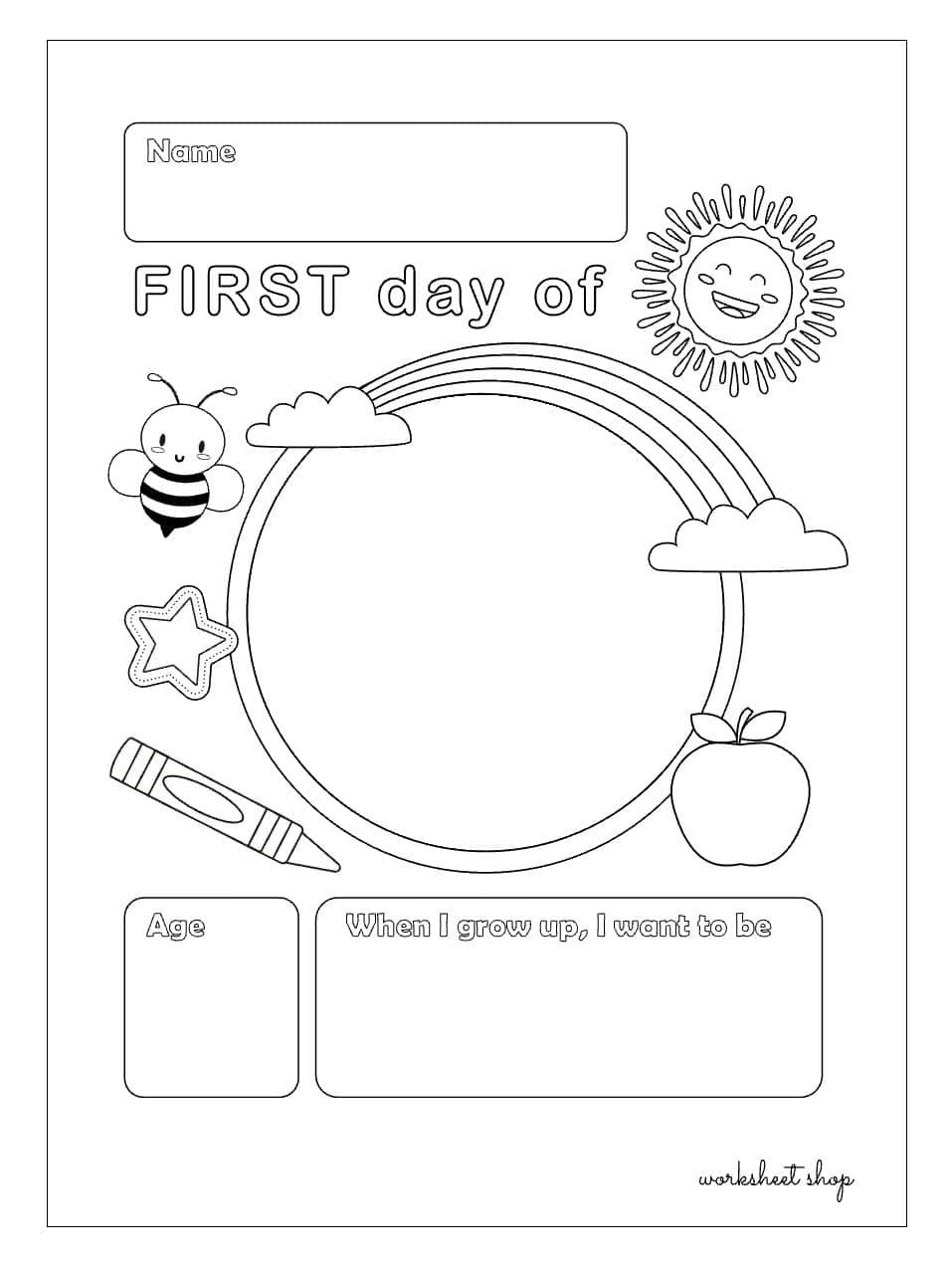 First Day Of Kindergarten Worksheets Free Kindergarten Worksheets