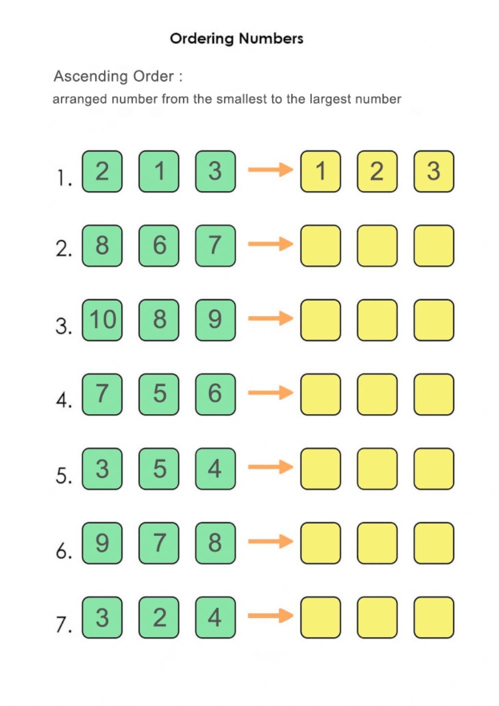 Ascending And Descending Order Worksheet For Kindergarten ...