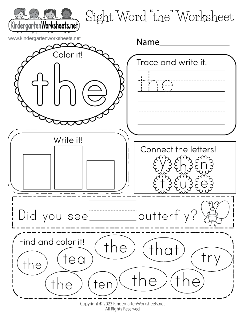 Free Sight Word Worksheets For Kindergarten - Kindergarten Worksheets