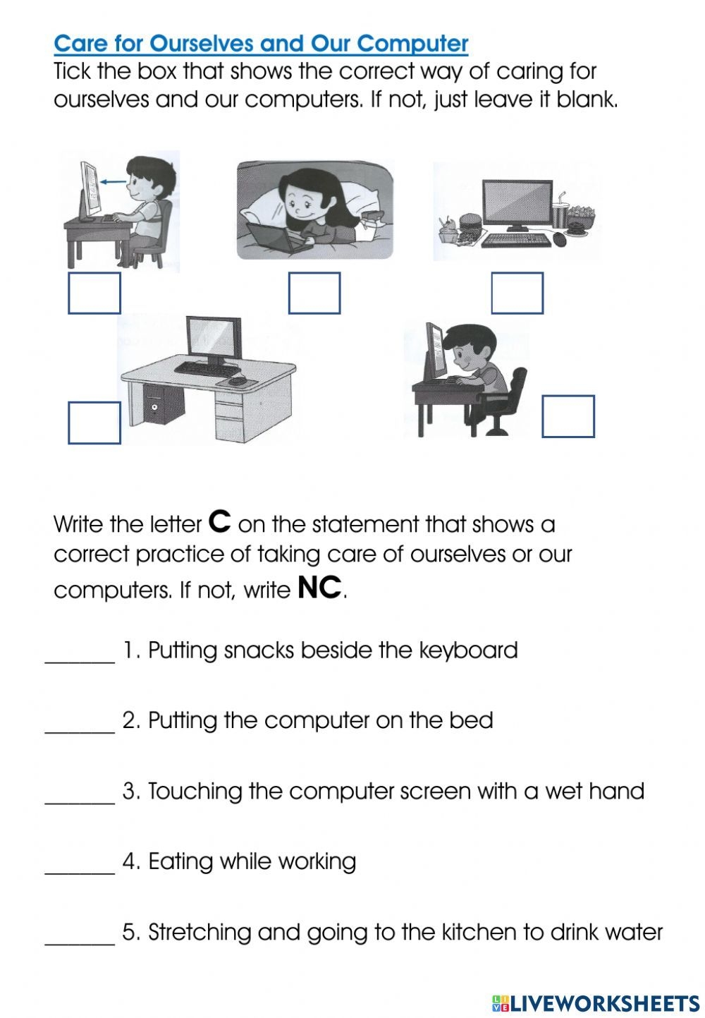Computer Worksheet For Kg Class - Kindergarten Worksheets