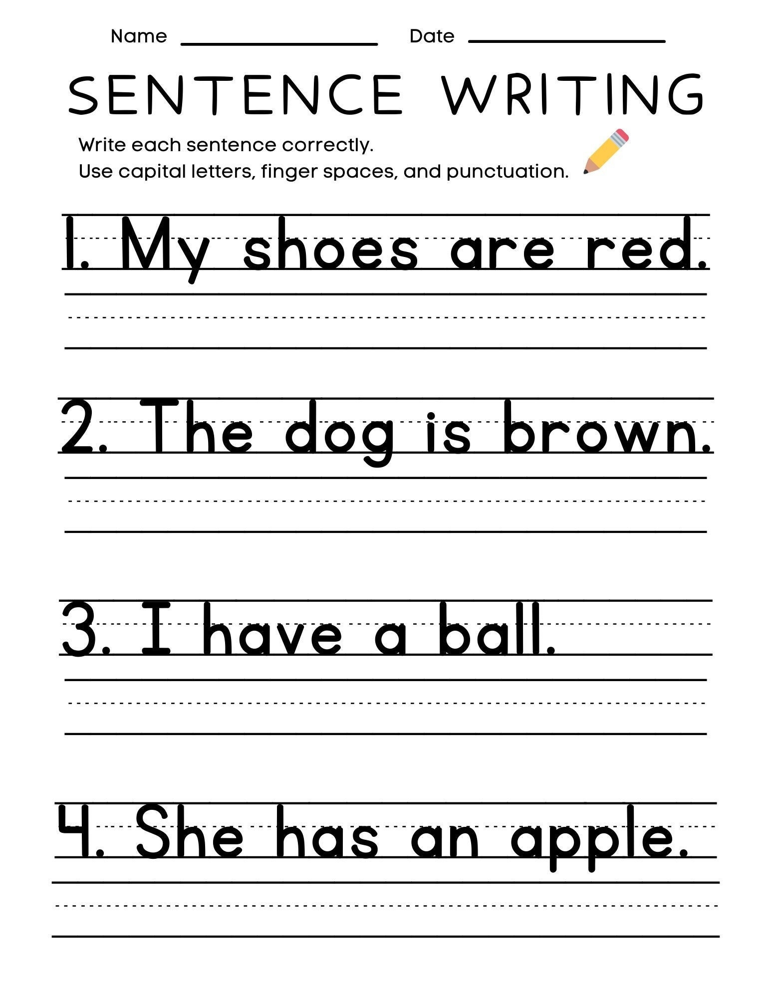 Kindergarten Worksheets For Writing Sentences - Kindergarten Worksheets