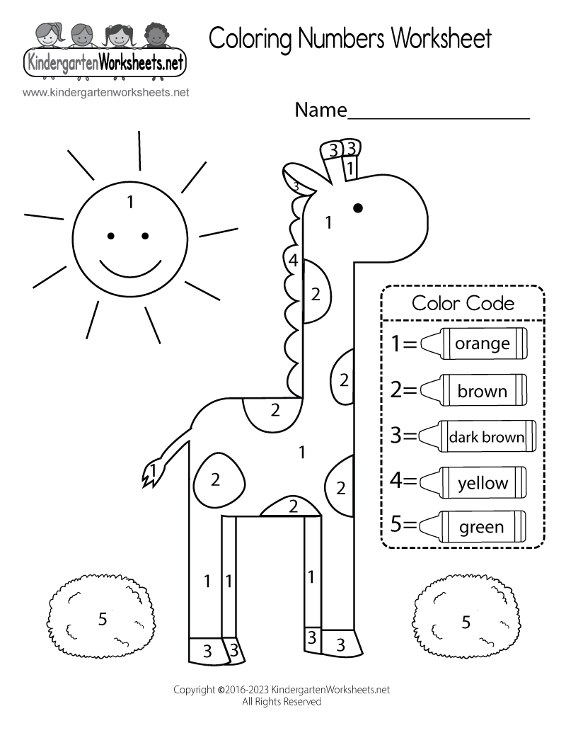 Colour By Number Worksheets For Kindergarten - Kindergarten Worksheets