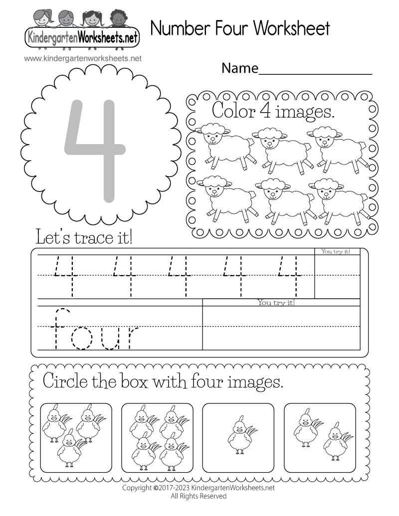 Number 4 Worksheets Kindergarten - Kindergarten Worksheets