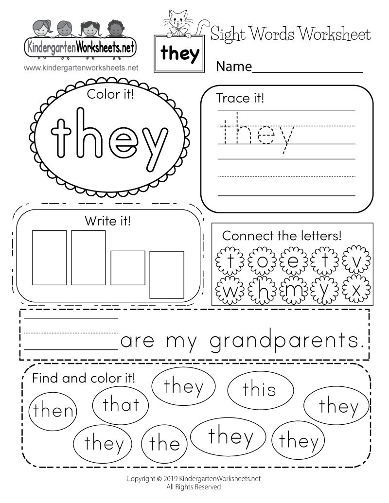 Sight Words Worksheets For Kindergarten Printables Kindergarten Sight Words Worksheets For Kindergarten Printables Kindergarten